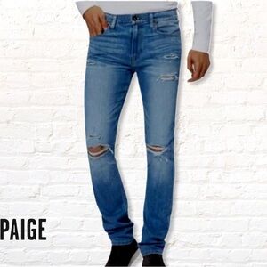 Paige Men’s Lennox Slim Fit Jeans in Mullen Destructed Denim Jeans Size 34 Short